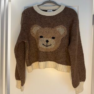 Anthropologie Luna Ivy Brown and Cream Bear Sweater